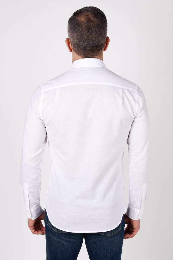 Buy White Linen Button-Down Shirt for Short Men | Ash & Erie   Everyday Shirts