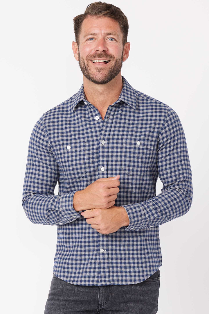 Buy Alberta Gingham Flannel Button-Down Shirt for Short Men | Ash & Erie   Flannel Everyday Shirt