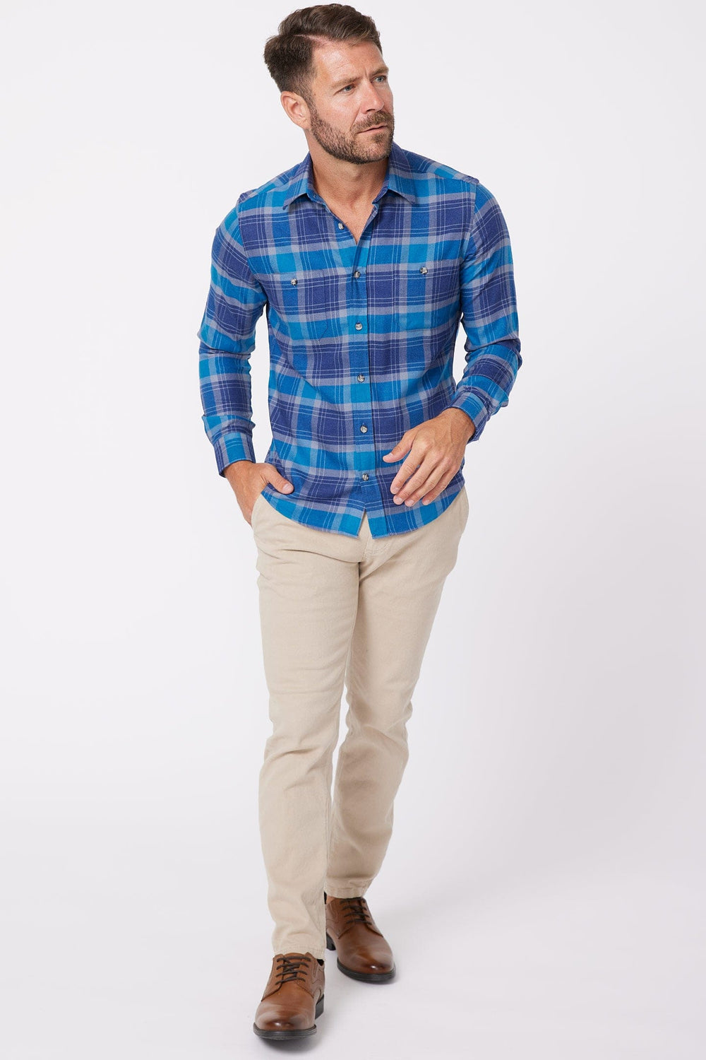 Buy Dawn Flannel Button-Down Shirt for Short Men | Ash & Erie   Flannel Everyday Shirt
