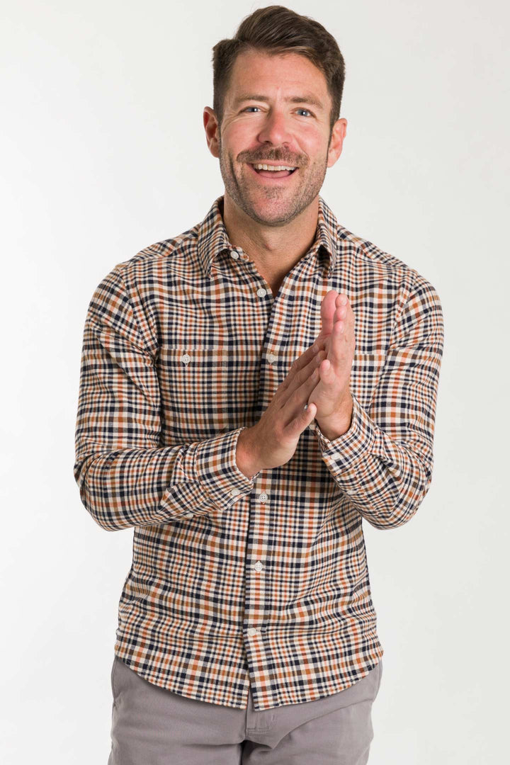 Buy Oak Flannel Button-Down Shirt for Short Men | Ash & Erie   Flannel Everyday Shirt