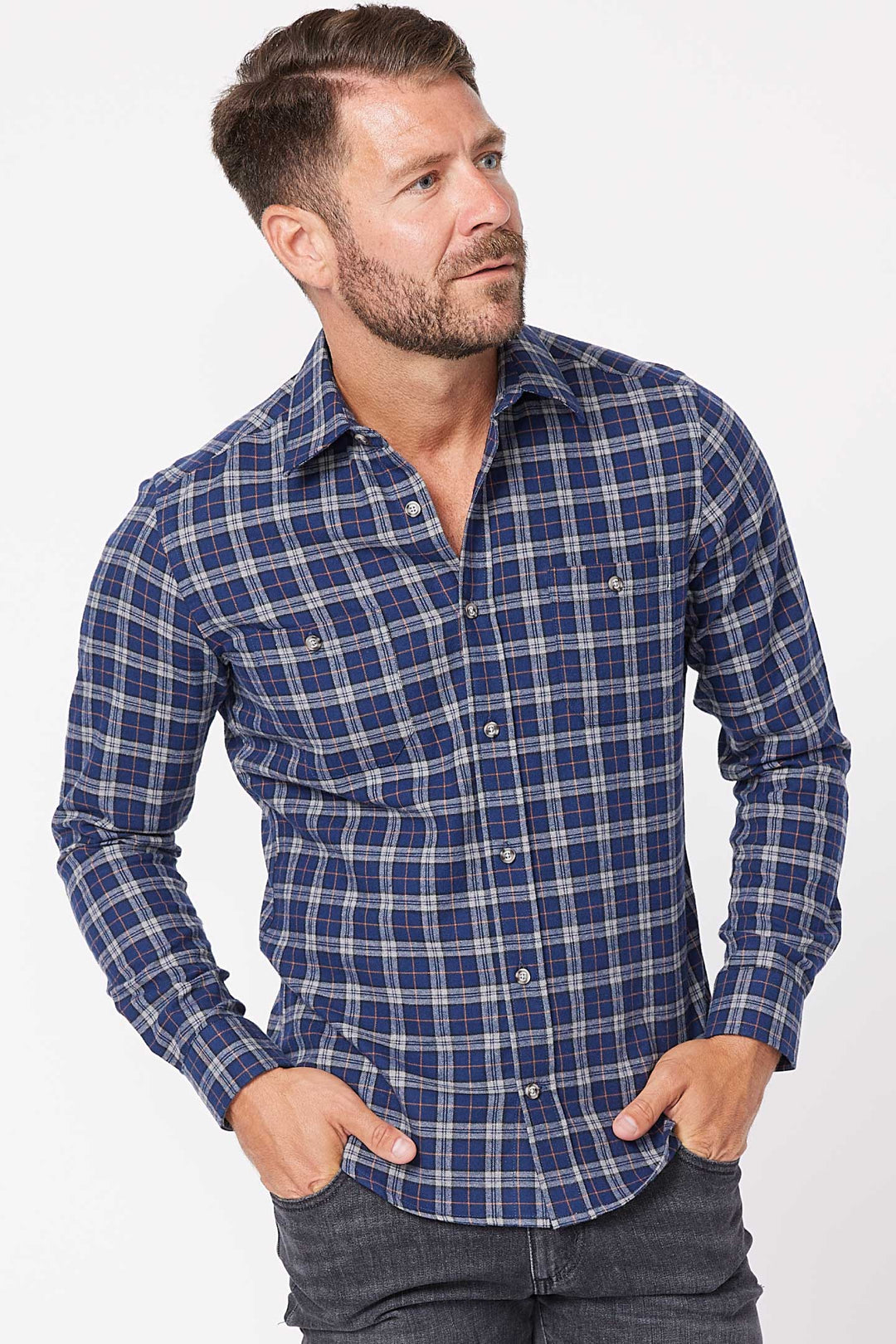 Buy Ozark Plaid Flannel Button-Down Shirt for Short Men | Ash & Erie   Flannel Everyday Shirt
