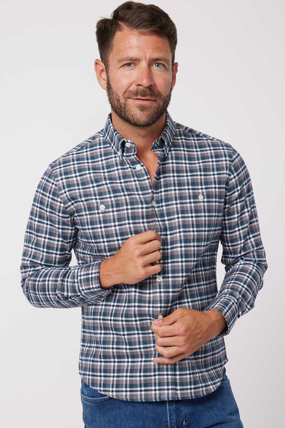 Buy Sequoia Plaid Flannel Button-Down Shirt for Short Men | Ash & Erie   Flannel Everyday Shirt