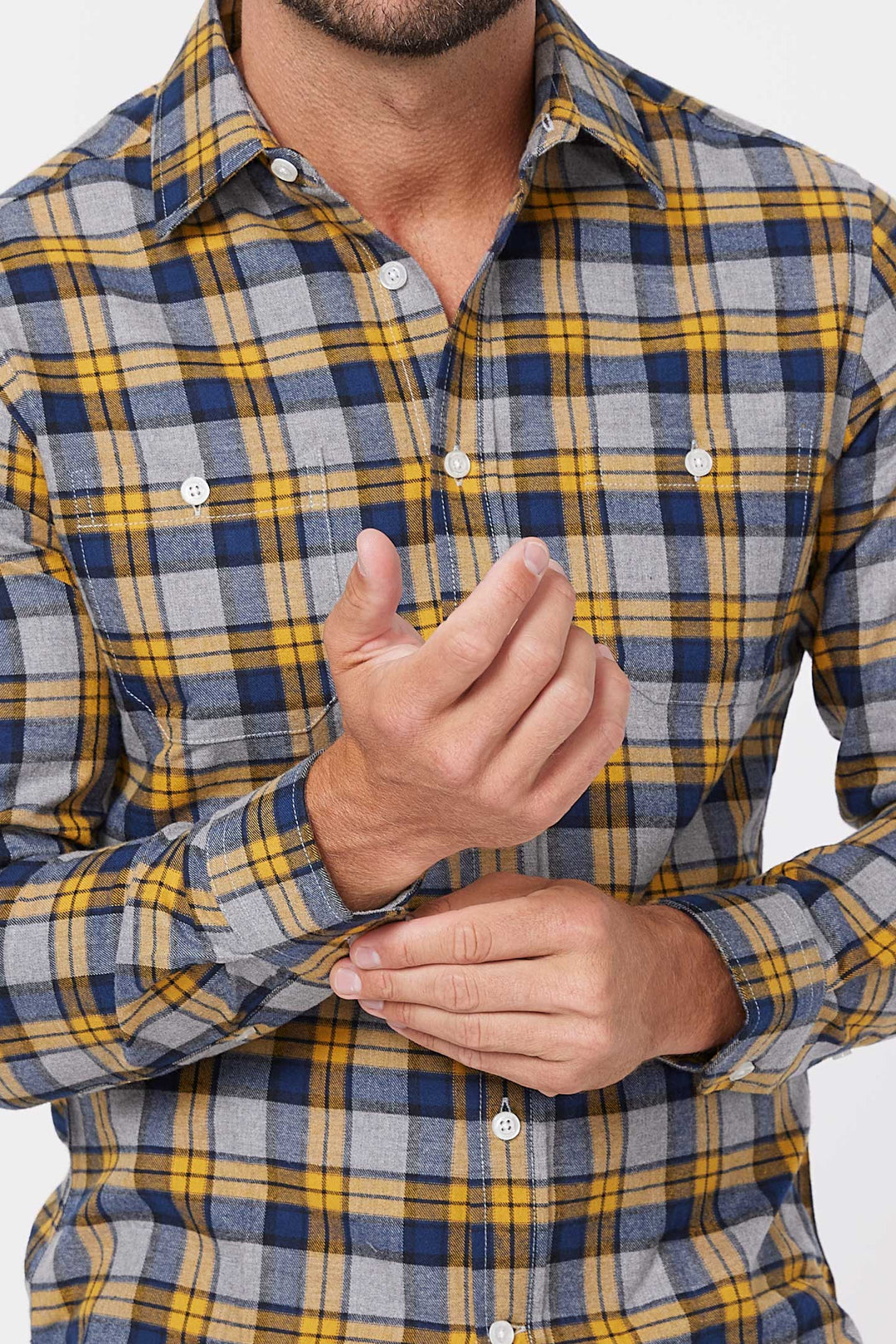 Buy Vintage Navy Flannel Button-Down Shirt for Short Men | Ash & Erie   Flannel Everyday Shirt