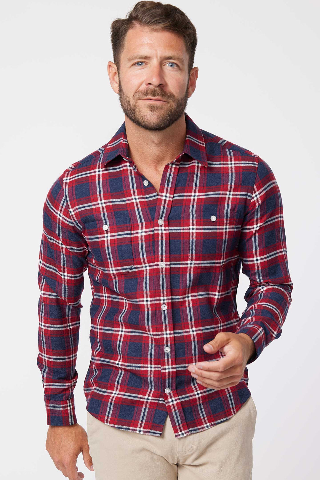 Buy Vintage Red Flannel Button-Down Shirt for Short Men | Ash & Erie   Flannel Everyday Shirt