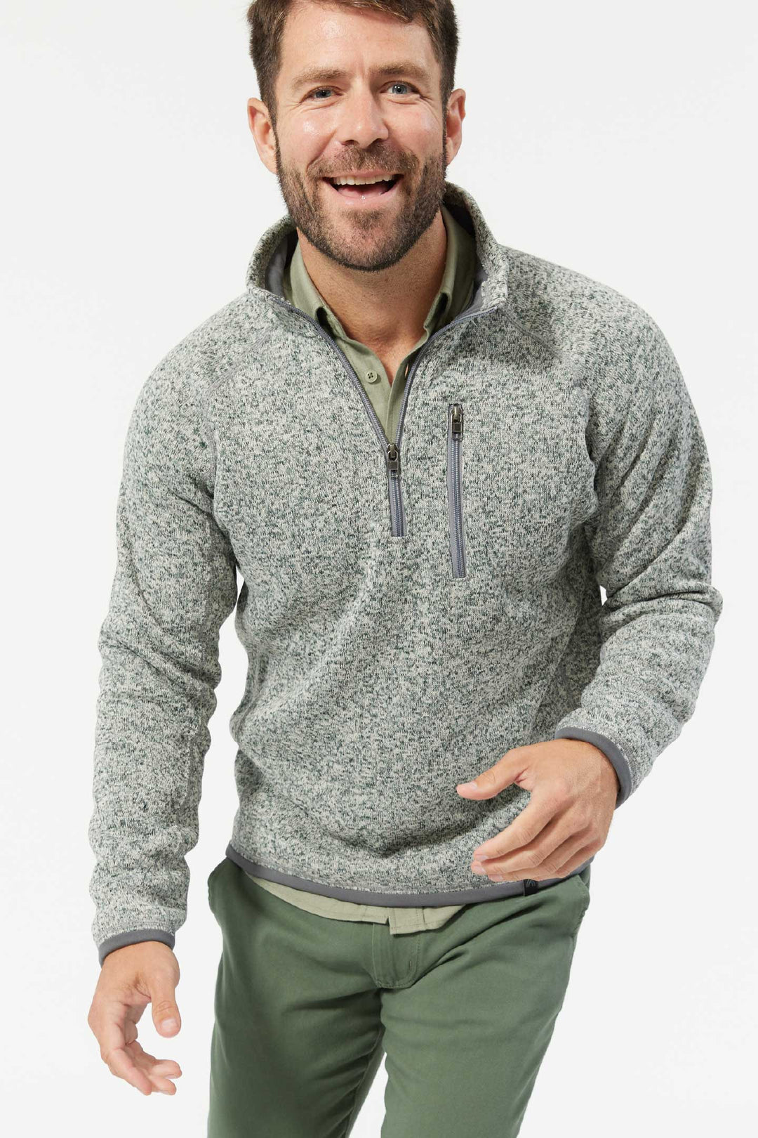 Buy Heather Grey Quarter-Zip Fleece for Short Men | Ash & Erie   Fleece