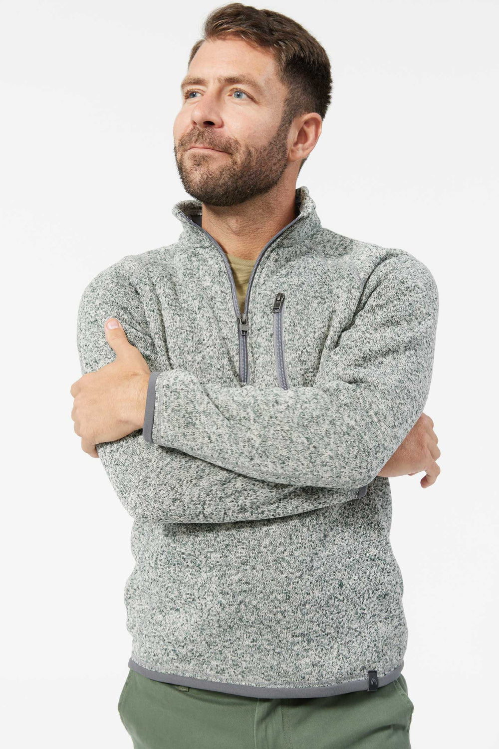 Buy Heather Grey Quarter-Zip Fleece for Short Men | Ash & Erie   Fleece