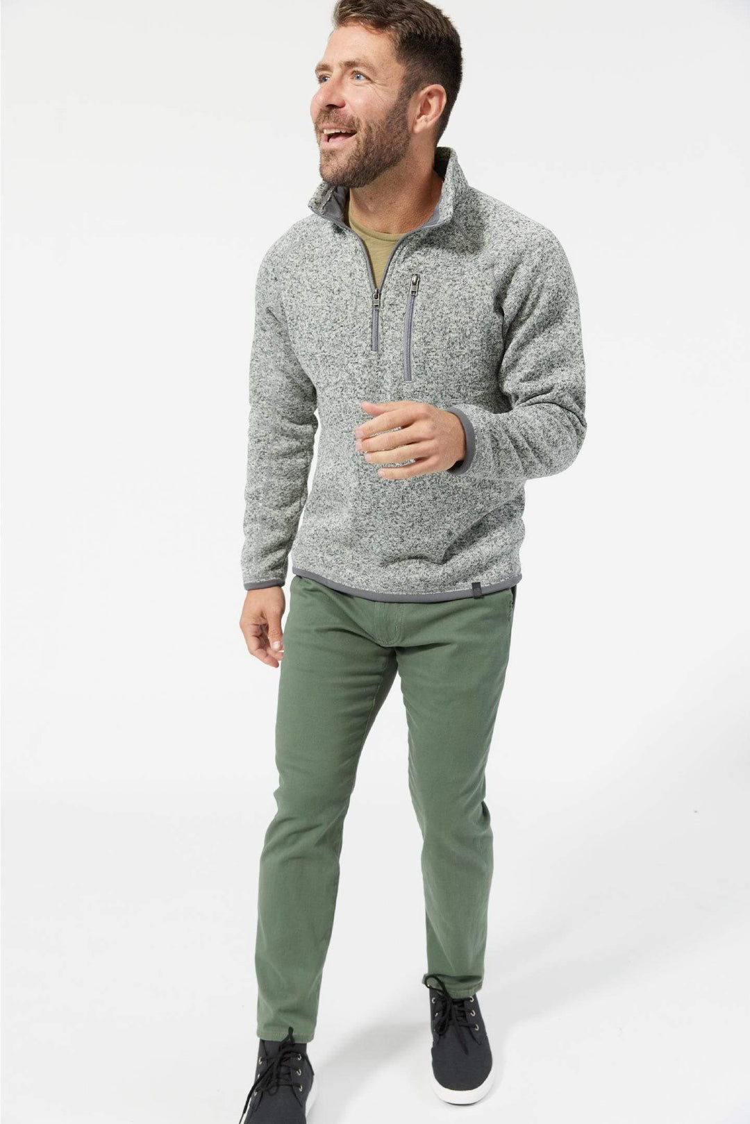 Buy Heather Grey Quarter-Zip Fleece for Short Men | Ash & Erie   Fleece