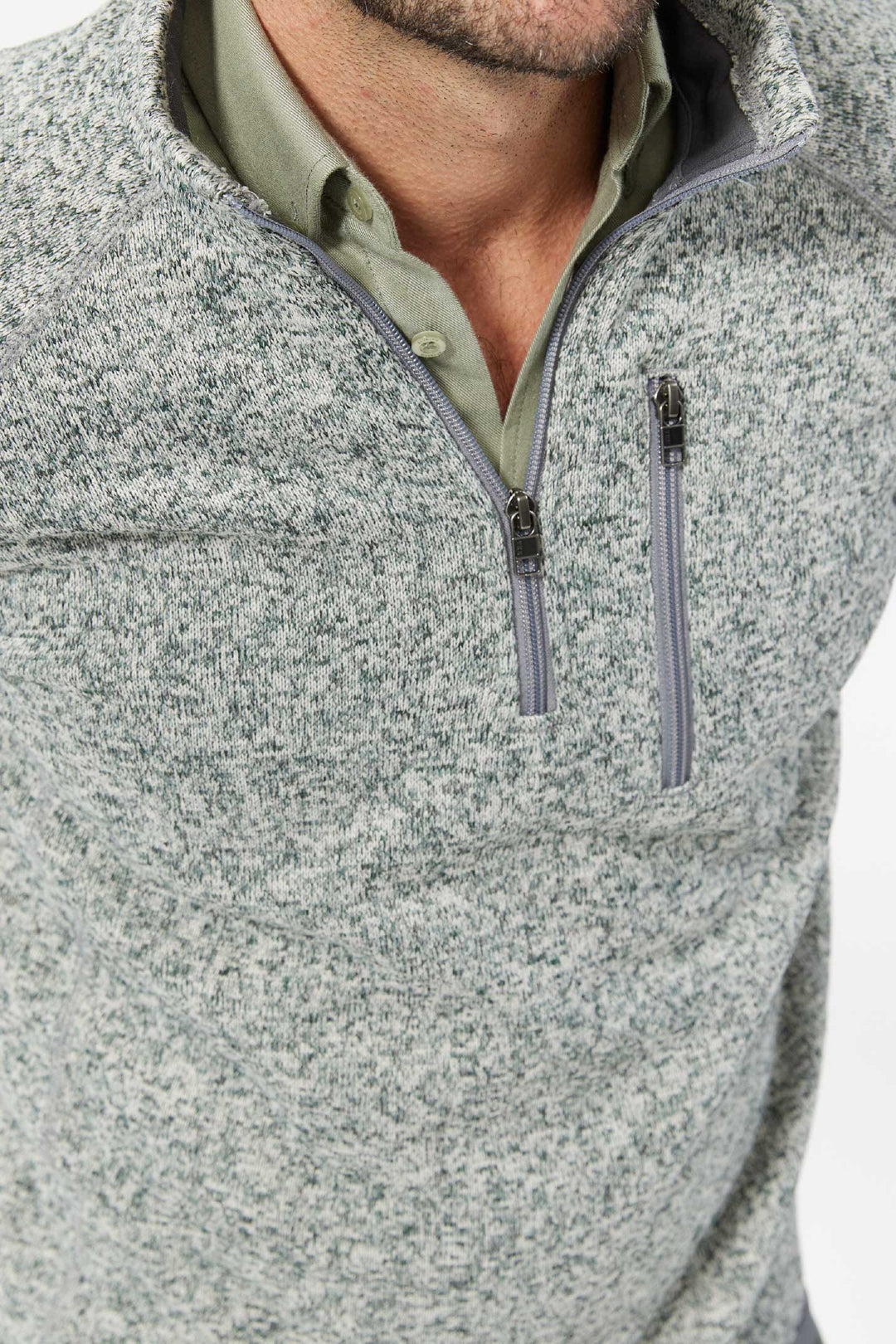 Buy Heather Grey Quarter-Zip Fleece for Short Men | Ash & Erie   Fleece