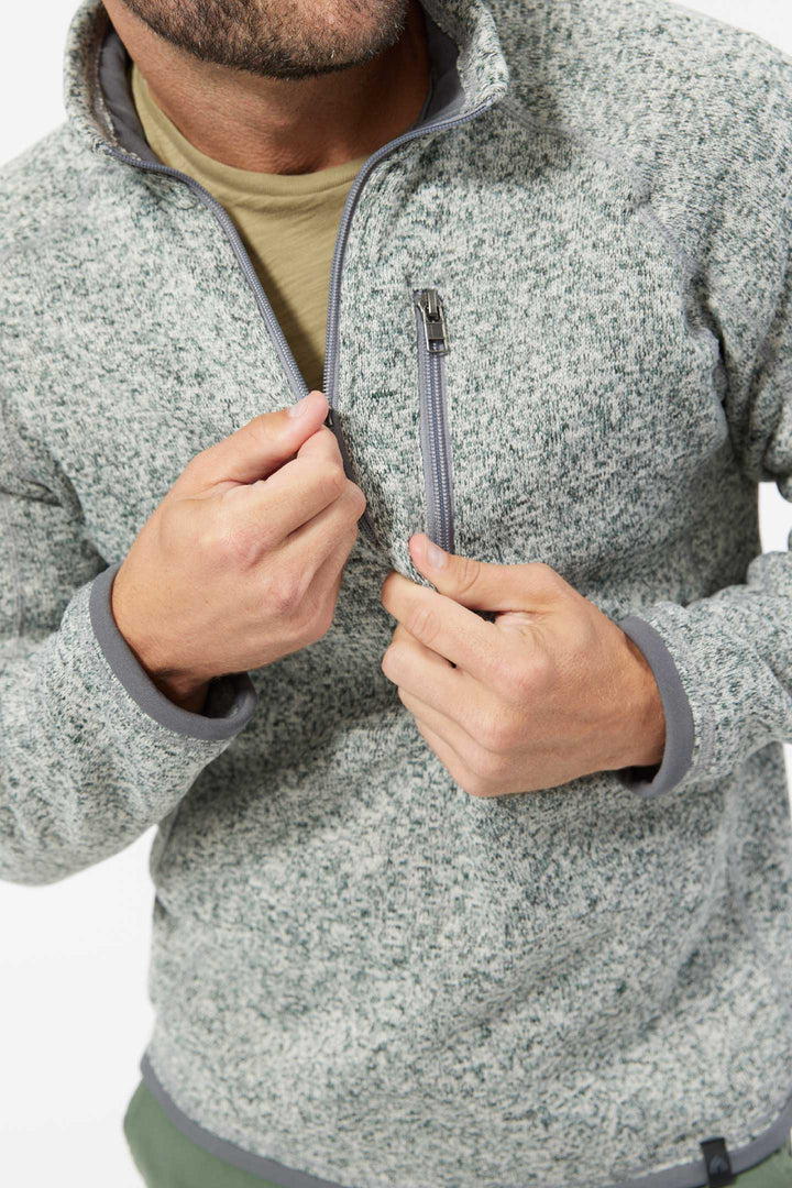 Buy Heather Grey Quarter-Zip Fleece for Short Men | Ash & Erie   Fleece