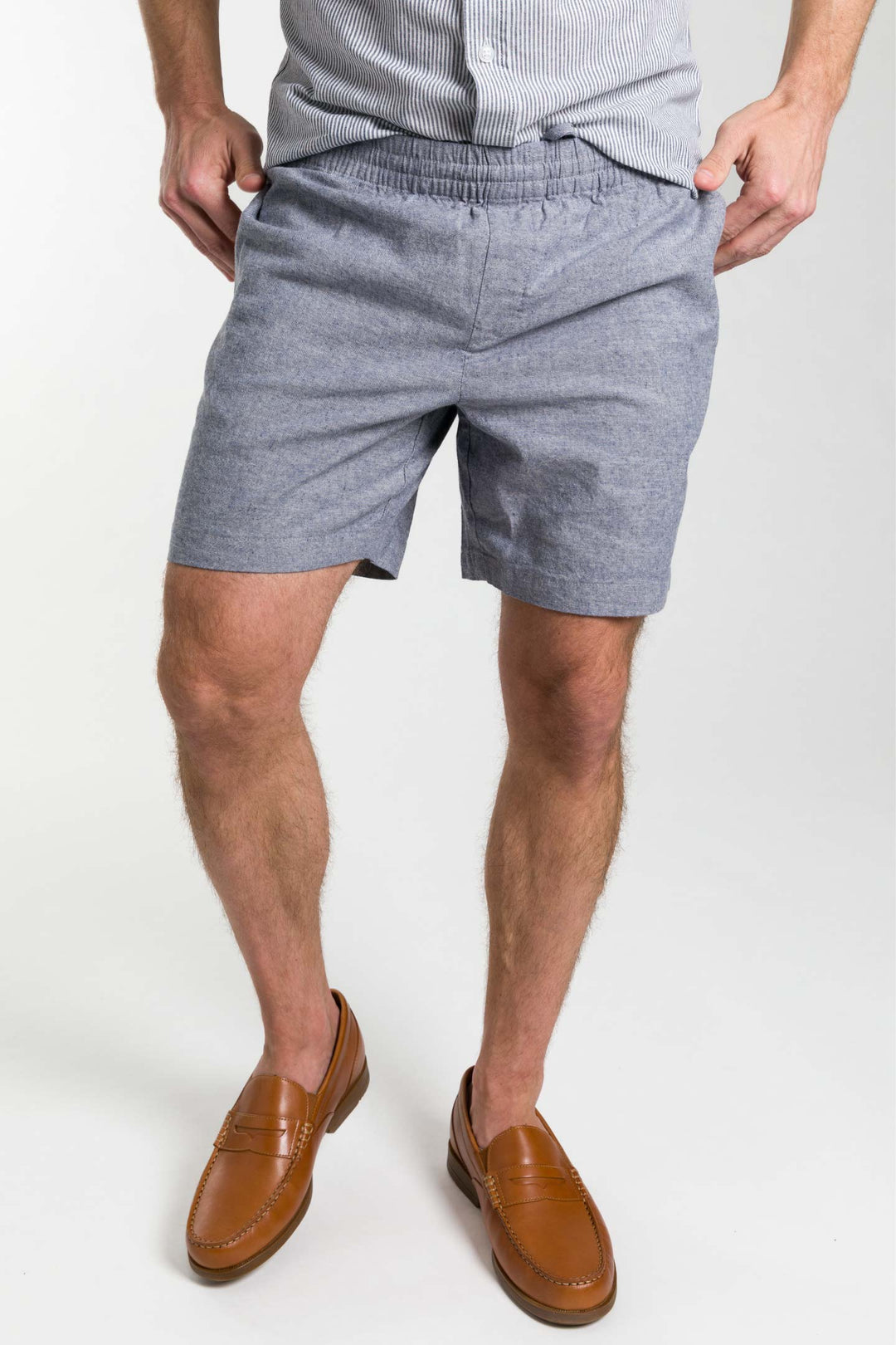 Buy Blue Linen Short for Short Men | Ash & Erie   Linen Short