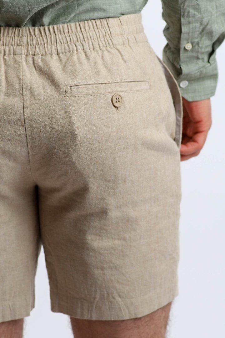 Ash & Erie Khaki Linen Short for Short Men