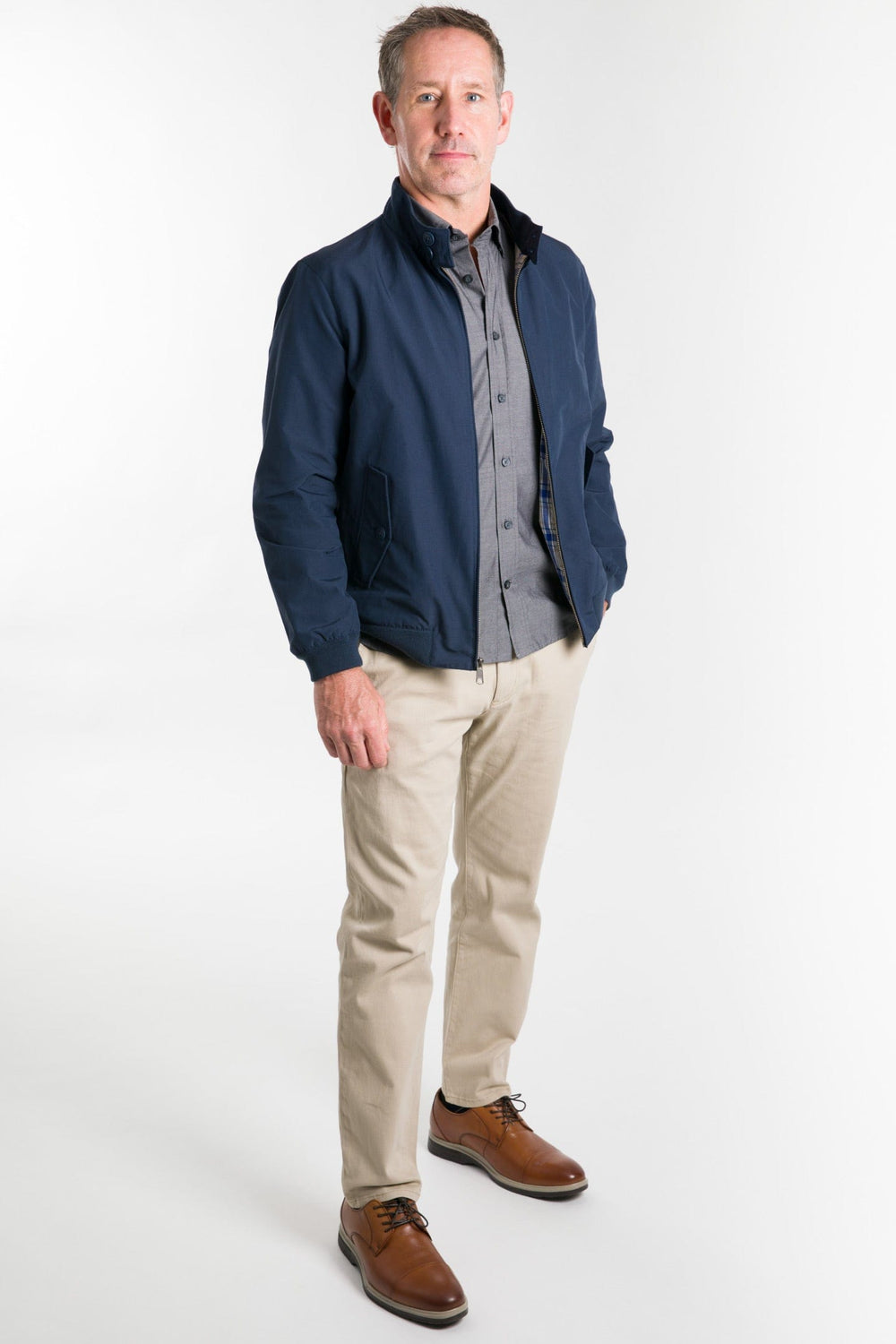 Ash & Erie Heather Grey Full-Zip Jacket Fleece for Short Men