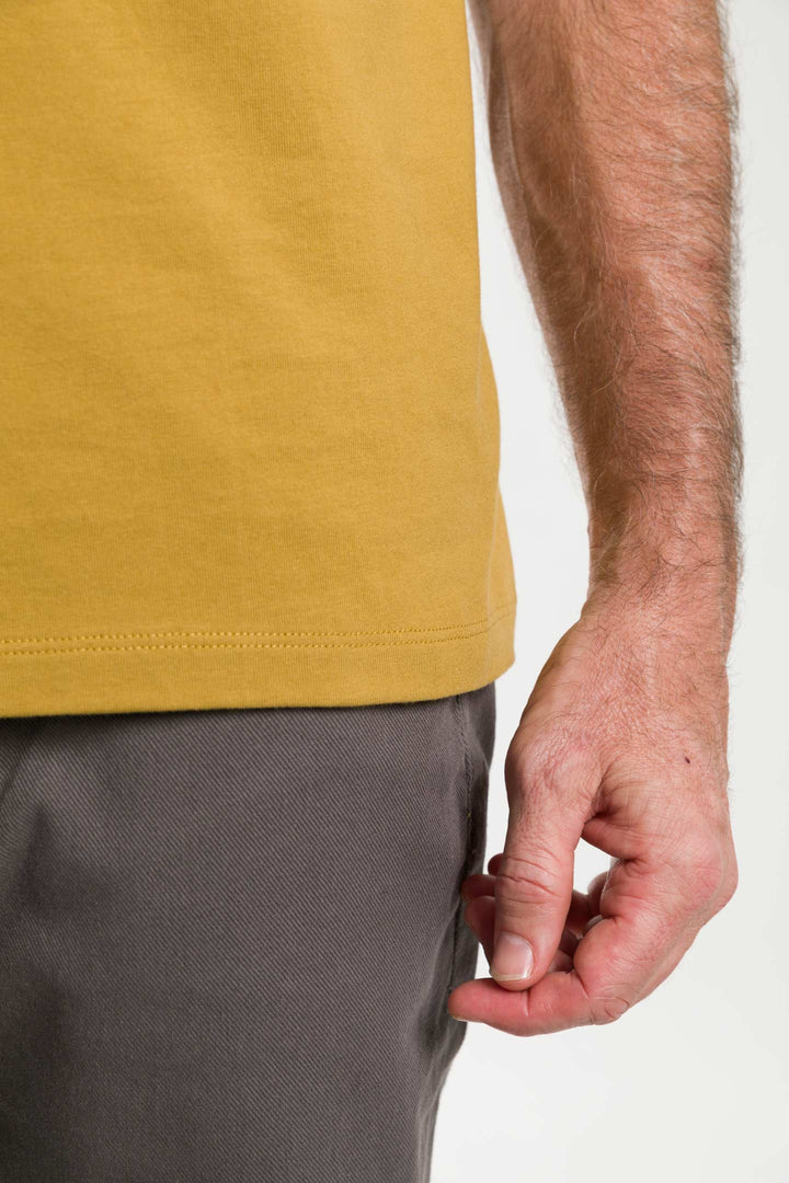 Buy Mustard Pima Cotton Crew Neck T-Shirt for Short Men | Ash & Erie   Premium Tee