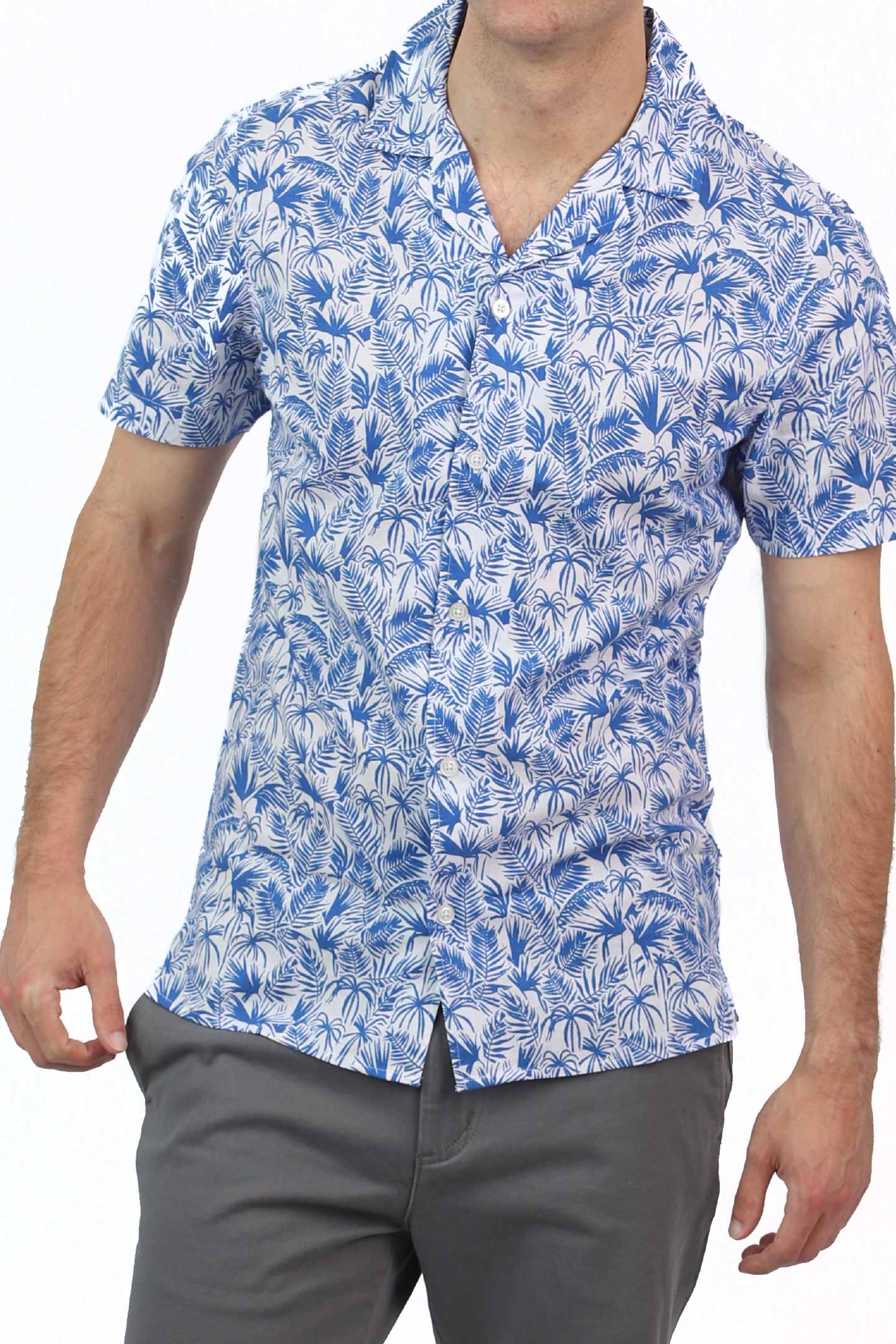 Ash & Erie Bermuda Palms Open Collar Shirt for Short Men