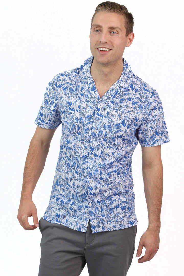 Buy Bermuda Palms Open Collar Shirt for Short Men | Ash & Erie   Short Sleeve Everyday Shirts