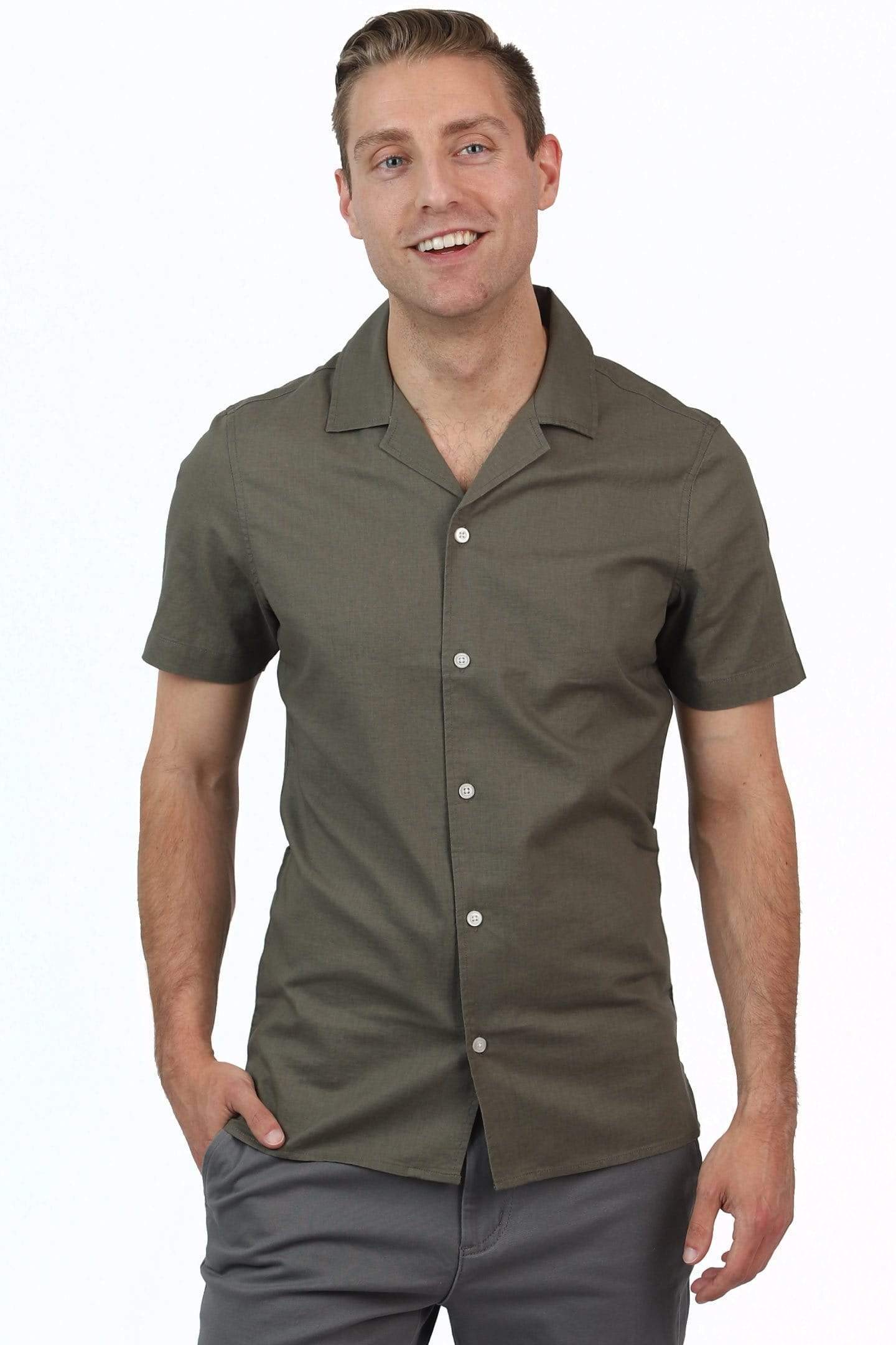 green short sleeve dress shirts