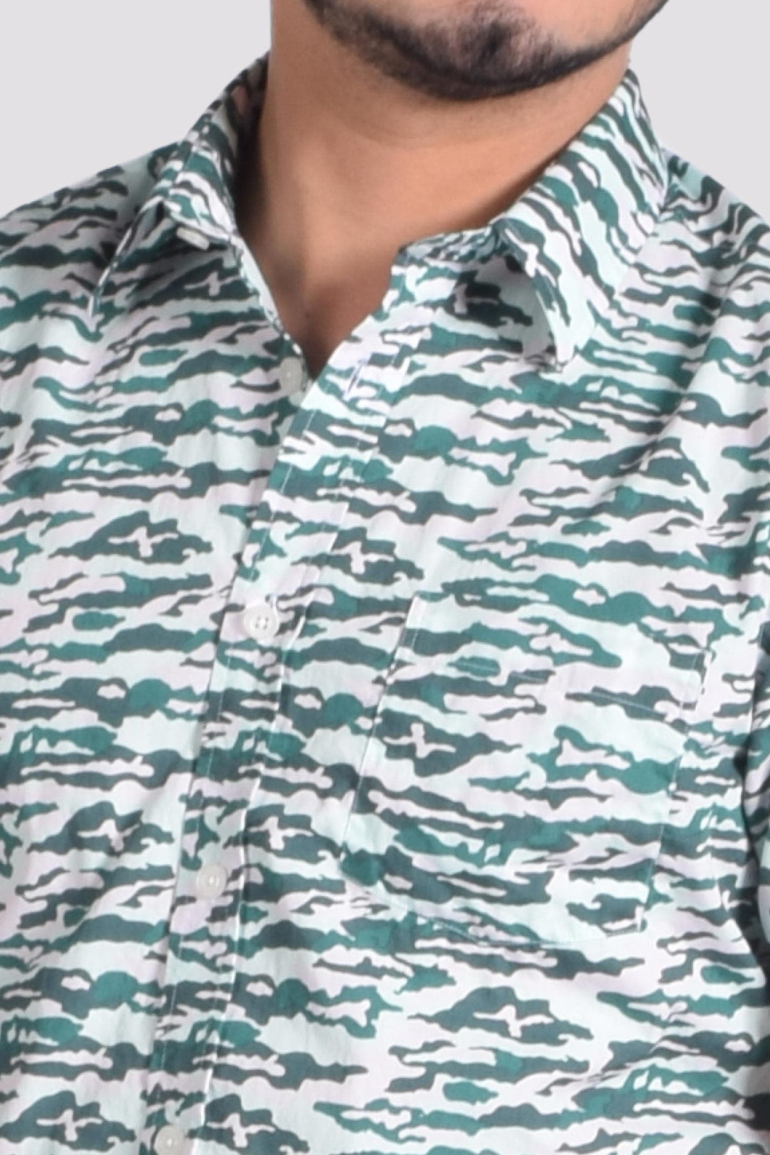 Buy Green Retro Camo Short Sleeve Shirt for Short Men | Ash & Erie   Short Sleeve Everyday Shirts