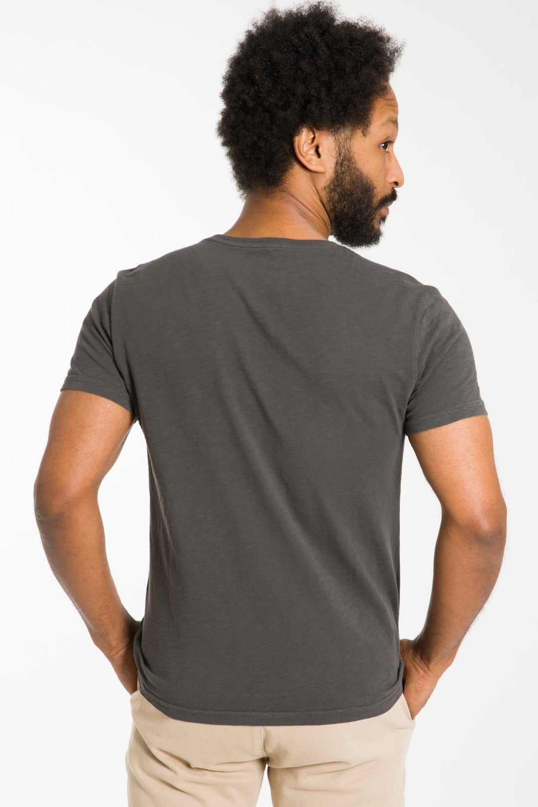 Buy Lightweight Washed Charcoal Pima Cotton Crew Neck T-Shirt for Short Men | Ash & Erie   Short Sleeve Premium Tee