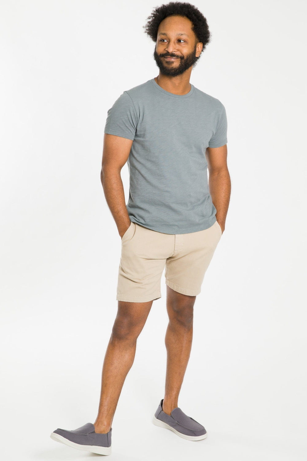 Buy Lightweight Washed Steel Pima Cotton Crew Neck T-Shirt for Short Men | Ash & Erie   Short Sleeve Premium Tee