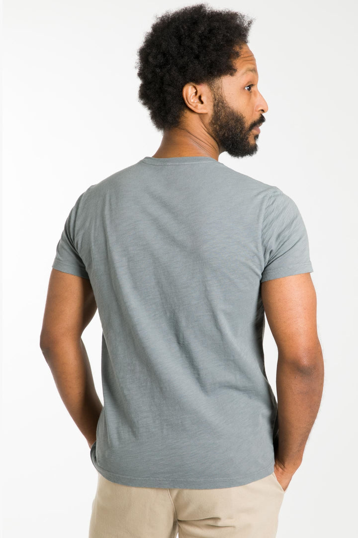 Buy Lightweight Washed Steel Pima Cotton Crew Neck T-Shirt for Short Men | Ash & Erie   Short Sleeve Premium Tee