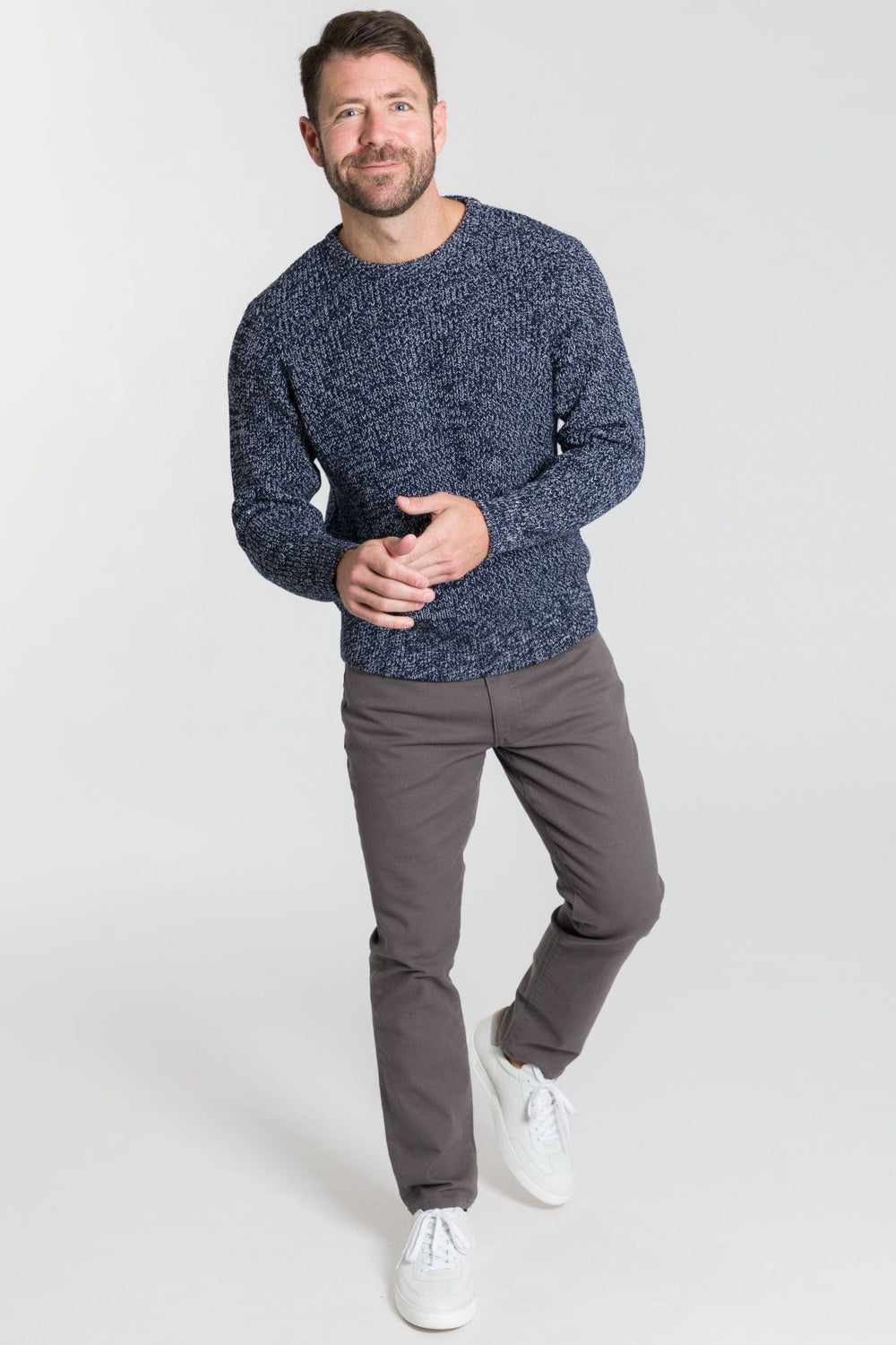 Buy Deep Navy Knit Sweater for Short Men | Ash & Erie   Sweater
