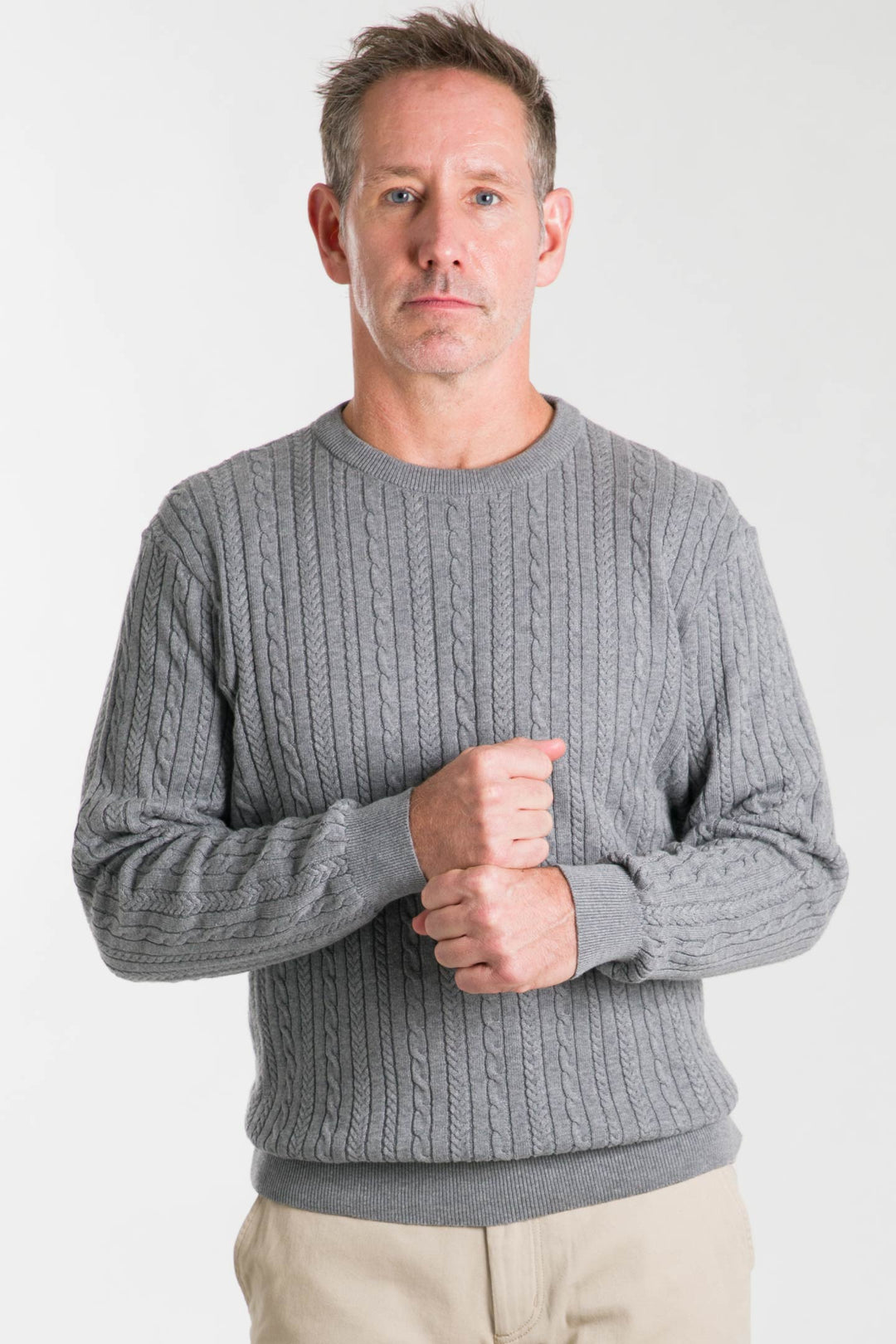 Buy Grey Cable Knit Sweater for Short Men | Ash & Erie   Sweater