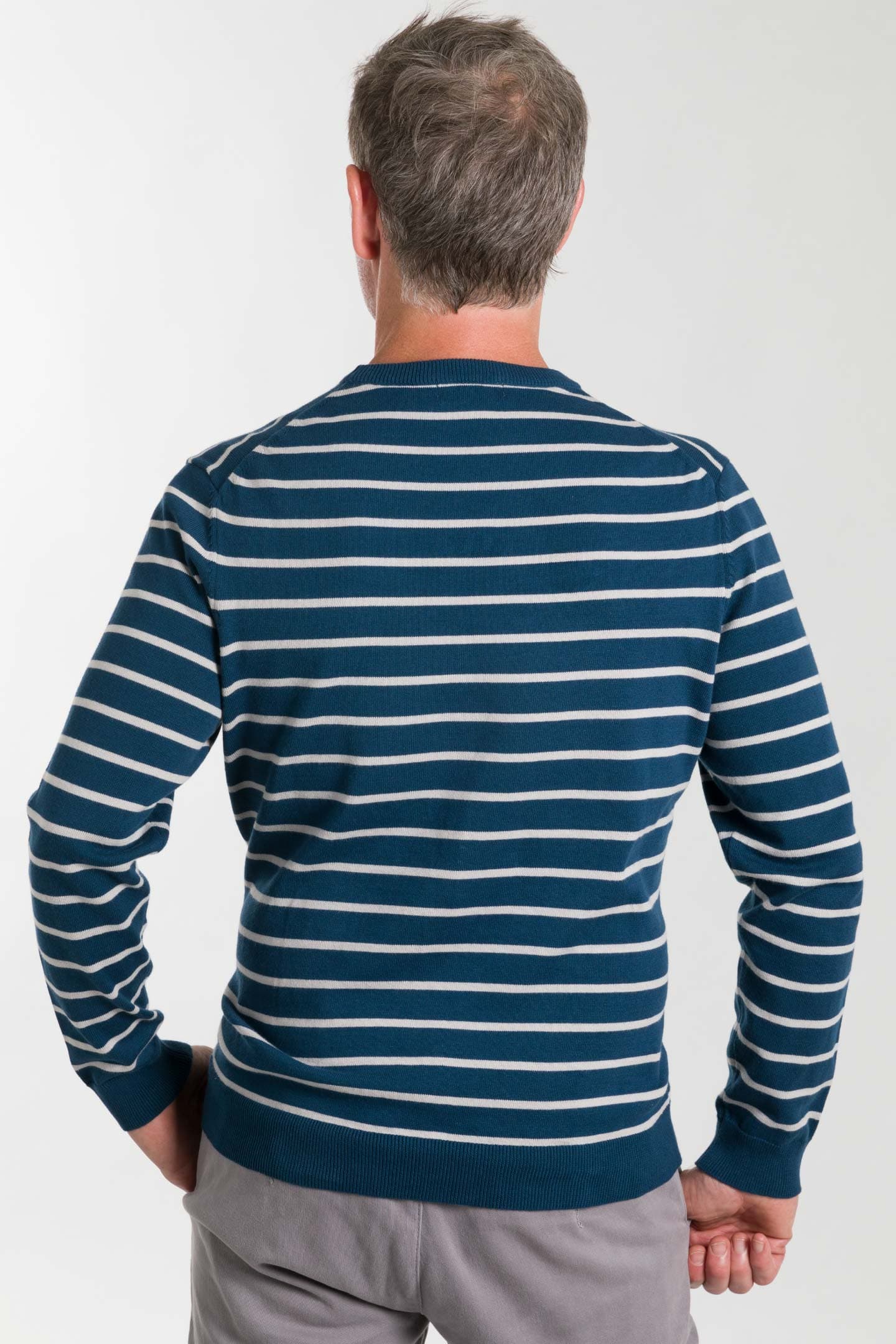 Navy striped sweatshirt on sale