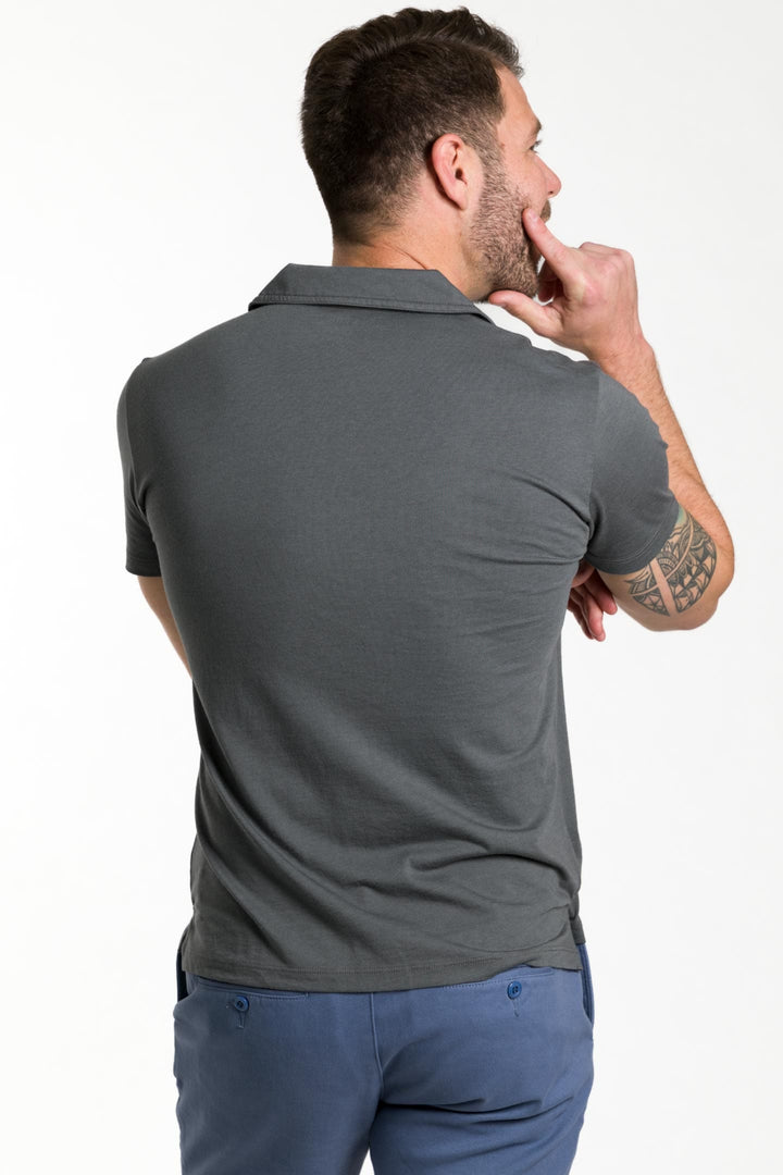 Buy Charcoal T-Shirt Polo for Short Men | Ash & Erie   T-Shirt Polo