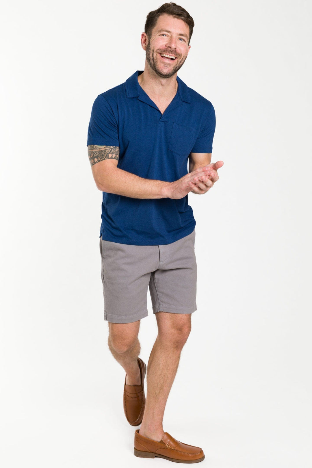 Buy Navy T-Shirt Polo for Short Men | Ash & Erie   T-Shirt Polo