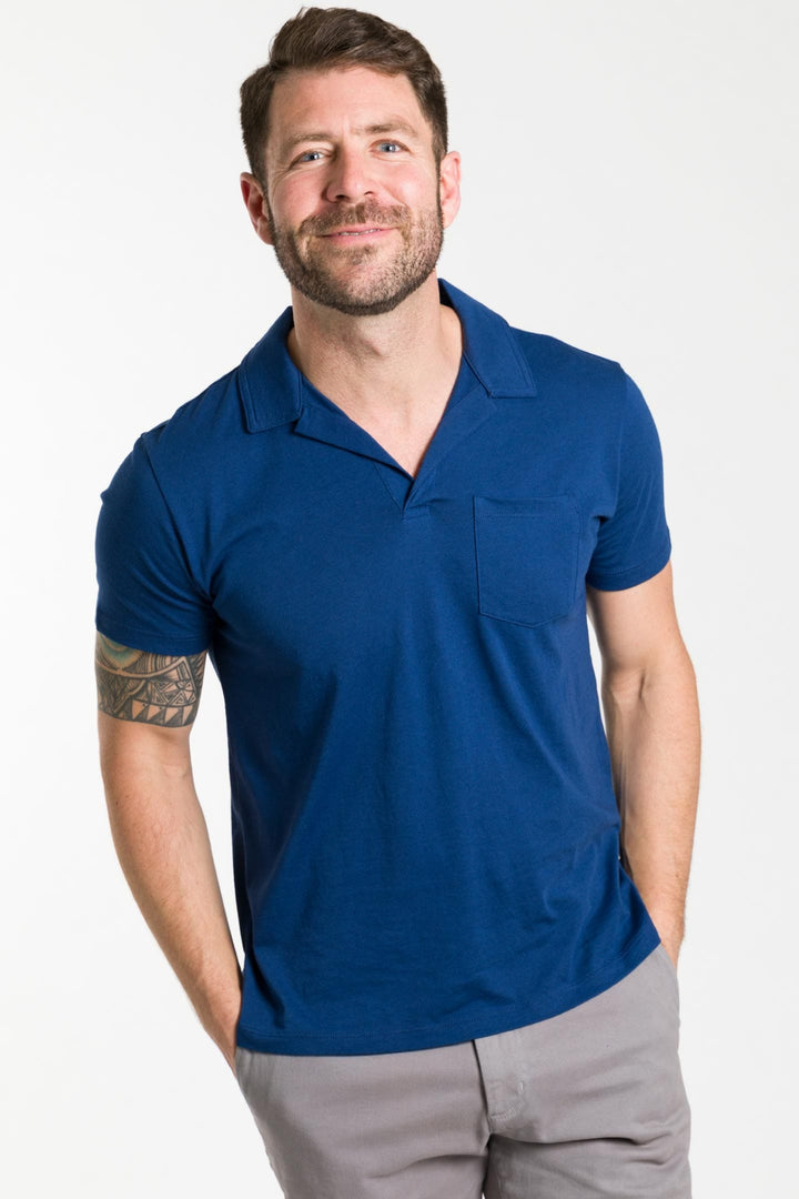Buy Navy T-Shirt Polo for Short Men | Ash & Erie   T-Shirt Polo