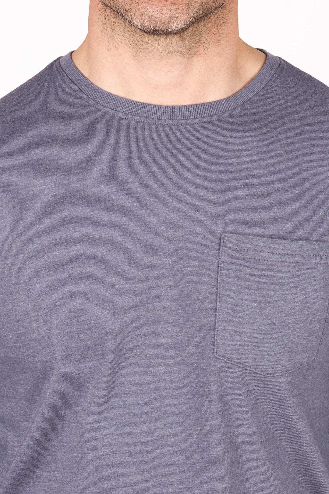 Buy Heather Grey Long Sleeve Pocket Tee for Short Men | Ash & Erie   T-Shirts