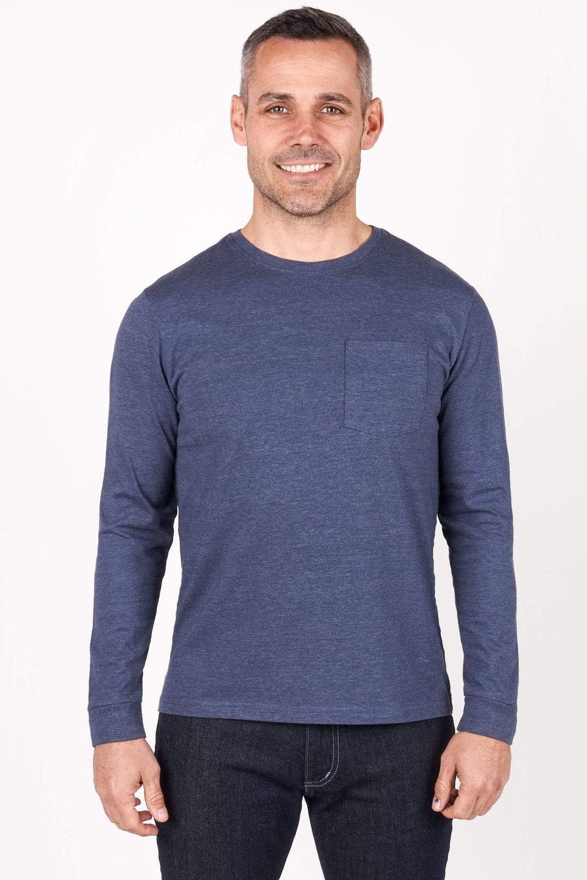 Ash & Erie Heather Blue Crew Neck T-Shirt for Short Men Heather Blue / XL