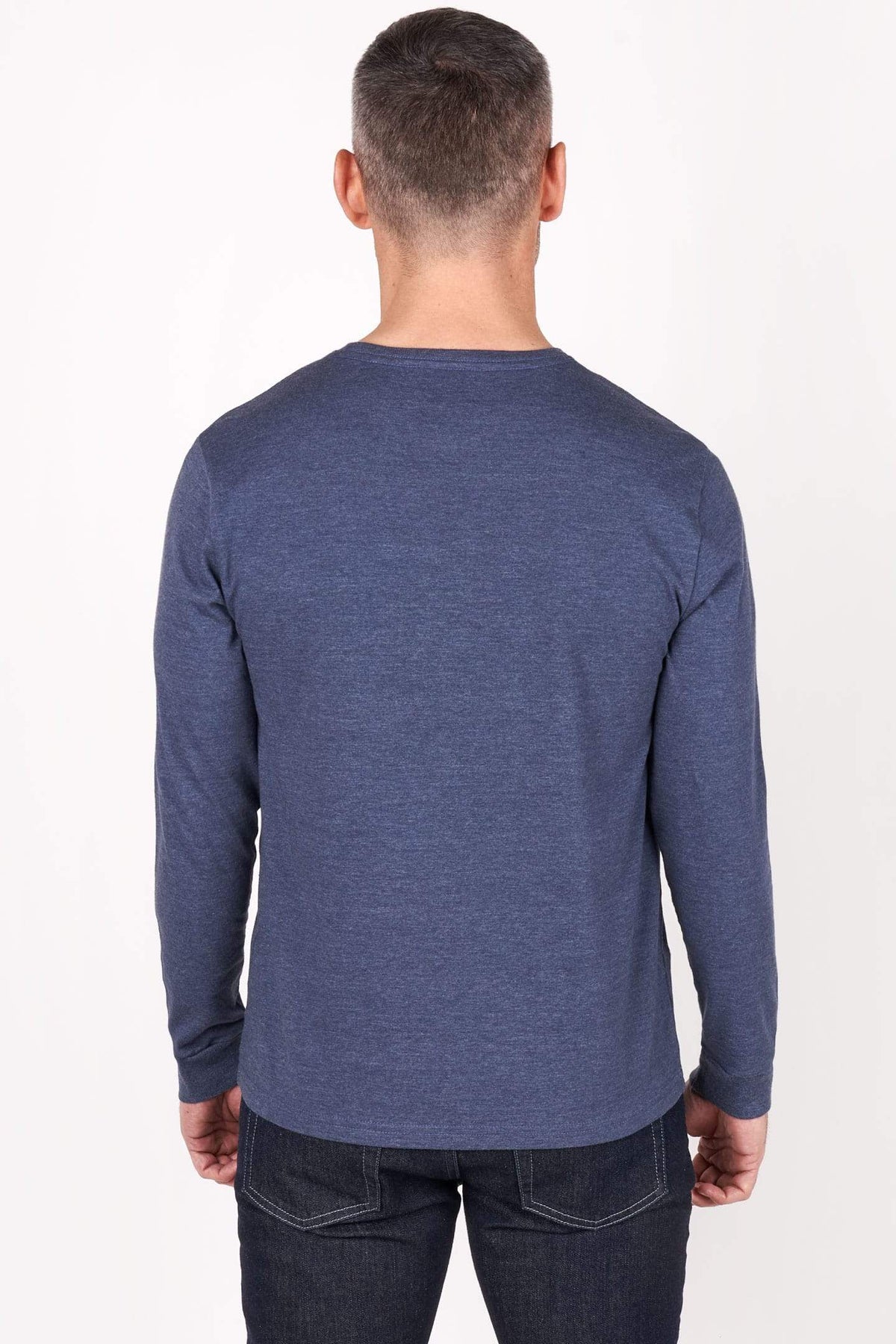 Ash & Erie Heather Blue Crew Neck T-Shirt for Short Men Heather Blue / XL