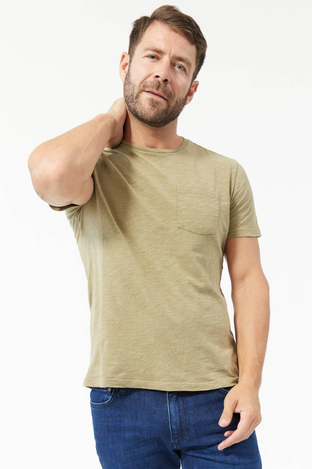 Buy Lightweight Washed Fatigue Slub Pima Cotton Crew Neck T-Shirt for Short Men | Ash & Erie   T-Shirts