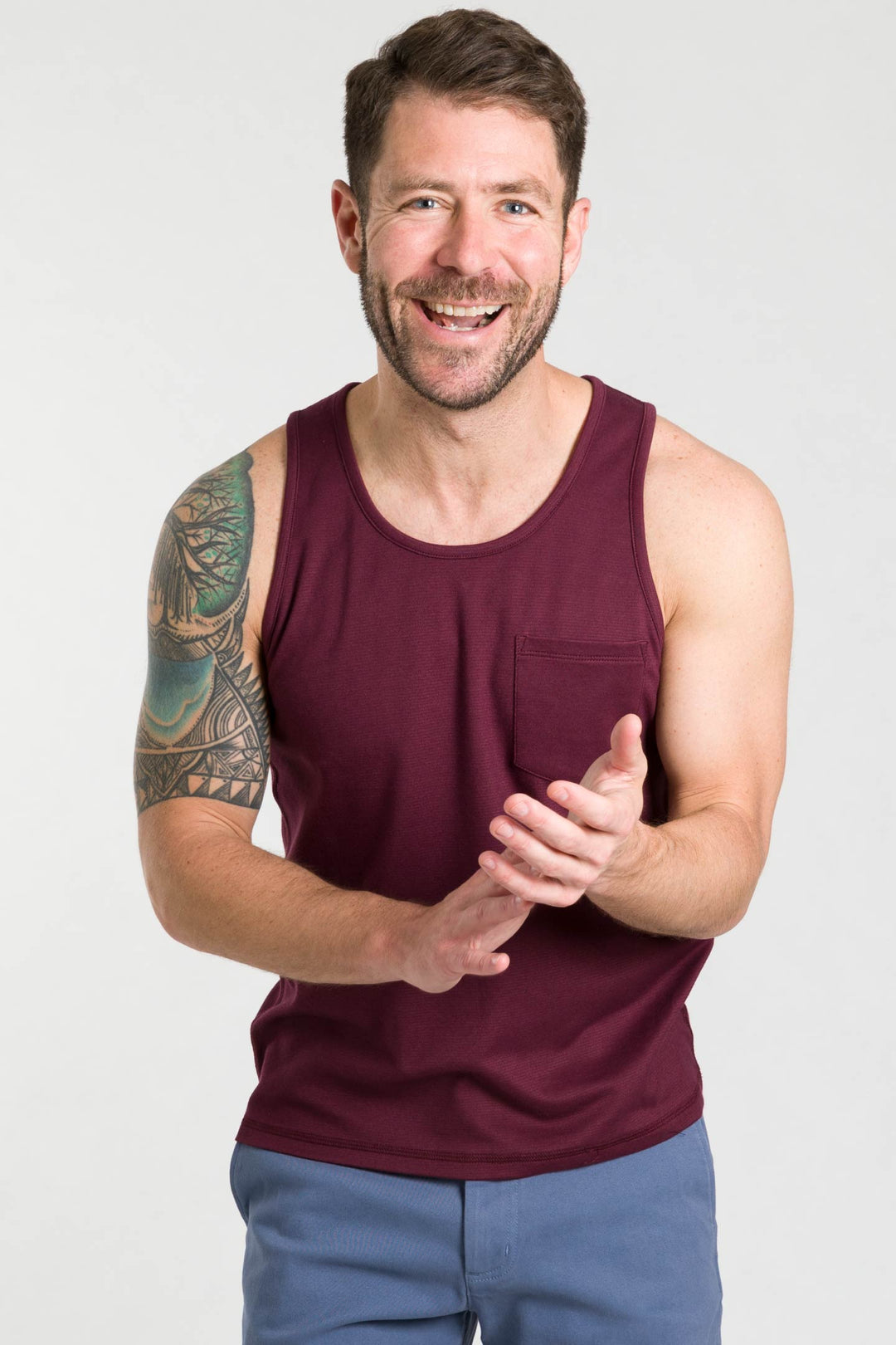 Buy Burgundy Tank Top for Short Men | Ash & Erie   Tank Top
