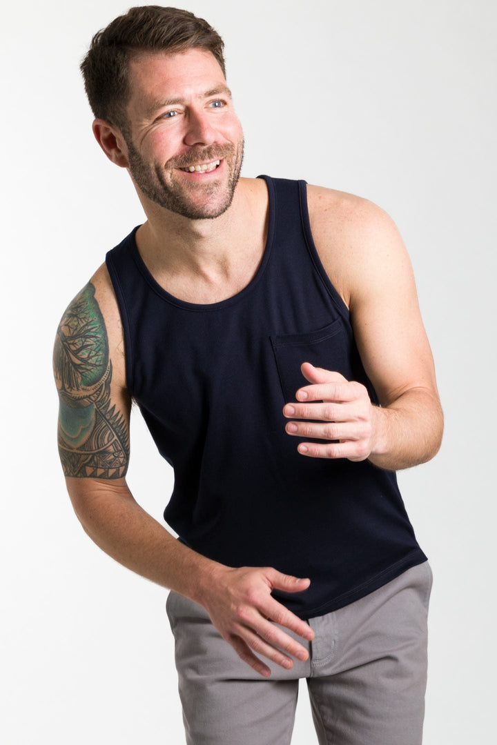 Buy Navy Tank Top for Short Men | Ash & Erie   Tank Top